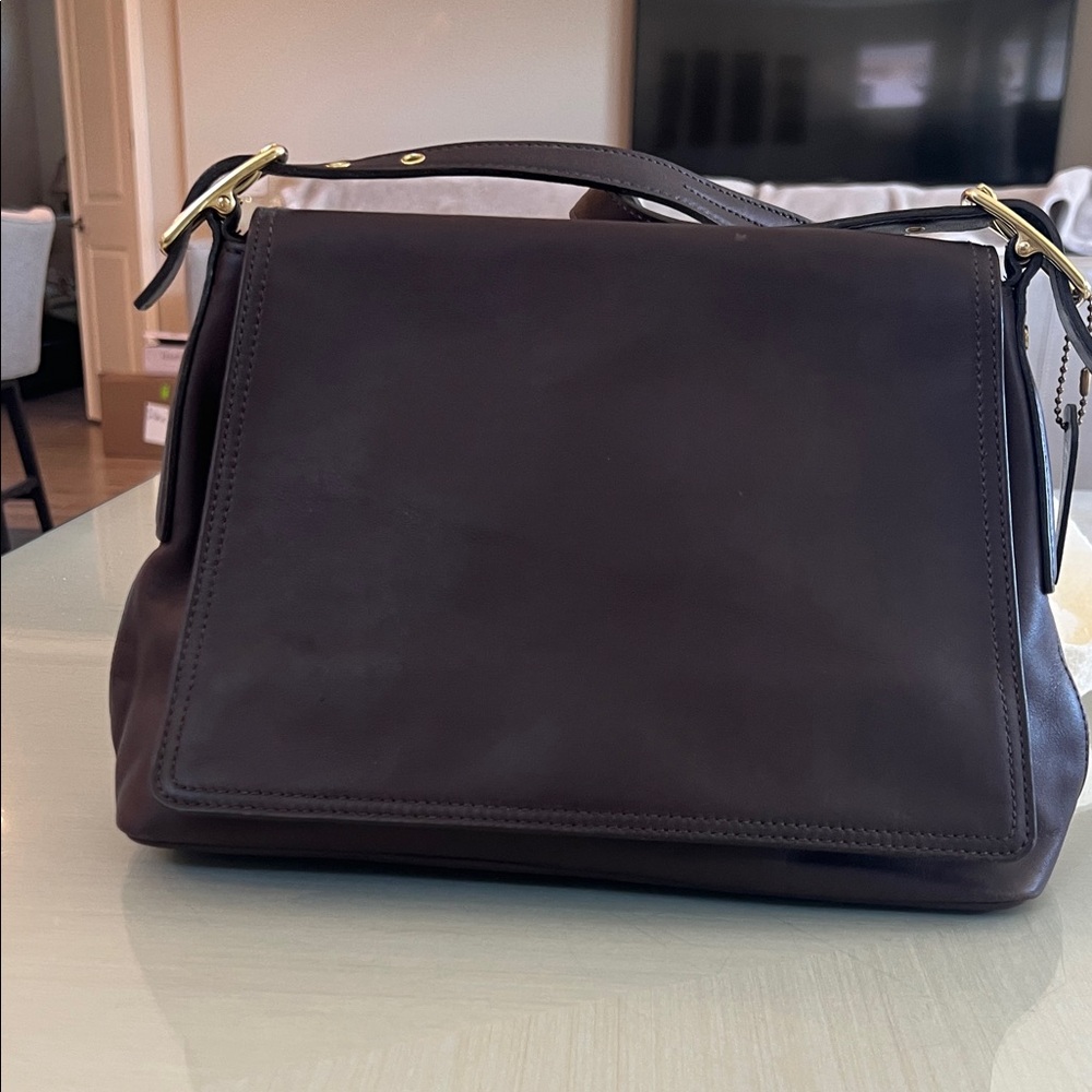 Coach Espresso Leather Handbag with Gold Hardware
